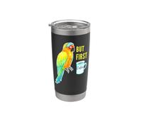 But First Coffee Assonnato Sole Conure Pappagallo Acquerello Bicchiere termico in acciaio inox doppia parete