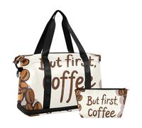 But First Coffee Chicans Borsone da viaggio Weekender/Pernottamento Duffel con borsa da toilette per viaggio multifunzionale, Ma i primi chicchi di caffè caffè, 1 size