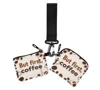 But First Coffee Chicchi di caffè Portamonete da donna Custodie per carte di credito Sottile staccabile con cerniera portamonete con tasca con cerniera per viaggio 2 pezzi de crédito para hombre, Ma i