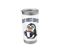 But First Coffee Sleepy Penguin Caffeine Lover Bicchiere termico in acciaio inox doppia parete