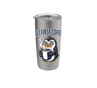 But First Coffee Sleepy Penguin Caffeine Lover Bicchiere termico in acciaio inox doppia parete