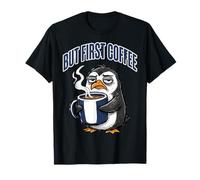 But First Coffee Sleepy Penguin Caffeine Lover Maglietta