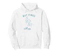 But First Mass Minimalist Line Art Design Bianco e Blu Felpa con Cappuccio