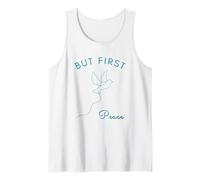 But First Peace Minimalist Line Art Design Bianco e Blu Canotta