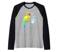 But First Tea - Sun Conure Parrot - Sleepy Bird Acquerello Maglia con Maniche Raglan