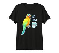 But First Tea - Sun Conure Parrot - Sleepy Bird Acquerello Maglietta Premium
