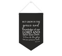 But Grow in The Grace And Knowledge of Our Lord and Savior Gesù Cristo Banner su tela motivazionale da appendere alla parete, striscione decorativo per la casa, per soggiorno, camera da letto, ufficio