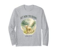 But Now I’m Found Luke 15:10 Watercolor Lamb Christian Maglia a Manica