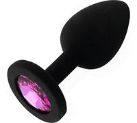 But Plug 7,2 cm x 2,7 cm - Divaricatore Analesex Toy con Elegante Diamante Anale in Silicone Nero - Ideale per Principianti e Coppie FOPS A35