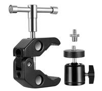 But the cow Super Morsetto per Fotocamera con Testa a Sfera, Ballhead Super Morsetto Treppiede Mount con Adattatore Filettato da 1/4" a 3/8", Morsetti a Sfera per Treppiede Fotocamere Luci a LED