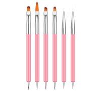 BUTBU 6 Pezzi Pennelli Unghie Gel, Pennelli Nail Art Set di Pennelli, Doppia Pennelli, per Disegnare DipingereLlinee e Fiori per Nail Art per Il Design Delle Unghie
