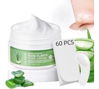 BUTBU Crema Punti Neri Rimozione, Pun-ti Neri Ri-mozione, con 60 pcs Cerotti Punti Neri Naso, Maschere Esfolianti e Detergenti, Per P-unti Neri e Pori Dilatati, Tutti I Tipi Di Pelle -30g