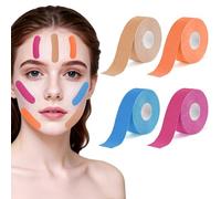 BUTBU Face Lifting Tape, 4 Rotoli Benda Elastica Autoadesiva, Bendaggio Kinesiologico，Cerotti Antirughe per il Viso, Diverse Zone, Nastro, Face Taping Viso, 4 Color (2.5 * 500CM)