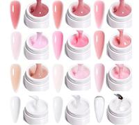 BUTBU Gel Ricostruzione Unghie, 12 Pezzi Colla per Unghia per Una, Solido per Fai da Te, Con Nail Brush, Lime per Unghie e Nail Forms, per Sculture 3D, Gemme, unghia Finte Allunga e Ripara (Set A)