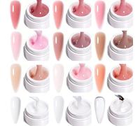 BUTBU Gel Ricostruzione Unghie, 12 Pezzi Colla per Unghia per Una, Solido per Fai da Te, Con Nail Brush, Lime per Unghie e Nail Forms, per Sculture 3D, Gemme, unghia Finte Allunga e Ripara (Set B)