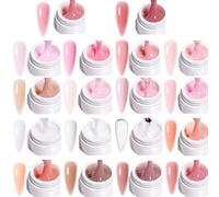 BUTBU Gel Ricostruzione Unghie, 18 Pezzi Colla per Unghia per Una, Solido per Fai da Te, Con Nail Brush, Lime per Unghie e Nail Forms, per Sculture 3D, Gemme, unghia Finte Allunga e Ripara (Set C)