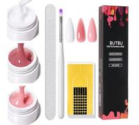 BUTBU Gel Ricostruzione Unghie, 3 Pezzi Colla per Unghia per Una, Solido per Fai da Te, Con Nail Brush, Lime per Unghie e Nail Forms, per Sculture 3D, Gemme, unghia Finte Allunga e Ripara (Set B)