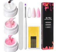 BUTBU Gel Ricostruzione Unghie, 3 Pezzi Colla per Unghia per Una, Solido per Fai da Te, Con Nail Brush, Lime per Unghie e Nail Forms, per Sculture 3D, Gemme, unghia Finte Allunga e Ripara (Set C)