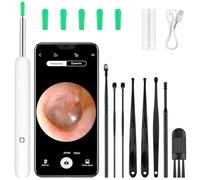 BUTBU Otoscopio, 8 Kit Pulizia Orecchie, Impermeabile Endoscopio con 6 Luci LED, Pulisci Orecchie per iPhone, iPad e Android, Bianco