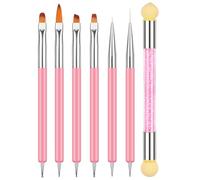 BUTBU Pennelli Nail Art Set di Pennelli, 6 Pezzi Pennelli e Spugna di Pennellino, per Unghie in Gel per Disegnare DipingereLlinee e Fiori per Nail Art per Il Design Delle Unghie