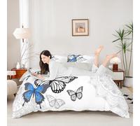 Butetrfly - Set copripiumino per culla, moderno, alla moda, blu, 2 pezzi, per donne e ragazze, con motivo mandala gotico (senza imbottitura), motivo retrò con animali e piante