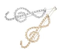 BUTIFULSIC 2pezzi Fermagli per Chioma Donna a Forma di Nota Musicale in Metallo Strass Scintillanti, Eleganti Accessori per Chioma per Feste e Carnevali