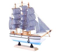 BUTIFULSIC Barca a Vela in Legno 24cm, Decorazione Marina retrò per Casa e Ufficio, Ornamento Artistico Mediterraneo per Soggiorno e Studio