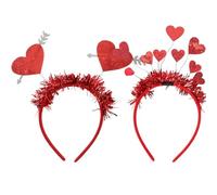 BUTIFULSIC Cerchietto 2 Pezzi per Chioma a Forma di Cuore in Feltro Rosso Leggero e Comodo da Indossare, Accessorio Adorabile nel Giorno degli Innamorati per Feste e Matrimoni