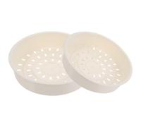 BUTIFULSIC Cestello la Cottura a Vapore in Plastica Bianca 2 Pezzi, Cestino Rotondo per Riso e Panini, Facile da Conservare, Riscaldamento Uniforme per Cucina