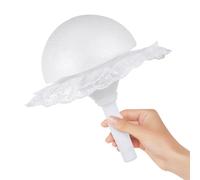 BUTIFULSIC Porta Bouquet la Sposa in Schiuma Semisfera da 10 Cm Manico e Colletto in Pizzo Bianco, Accessori per Composizione Floreale Fai da Te per Matrimoni, Feste e Addii al Nubilato