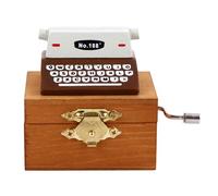 BUTIFULSIC Scatola Musicale in Legno Manuale a Forma di Macchina da Scrivere Marrone, Senza Batteria, Regalo la Festa della Mamma e Natale