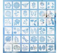 BUTIFULSIC Stencil per Dipingere Riutilizzabili 36 Pezzi Fiori, Uccelli e Piante, Modello in Legno per Pittura su Carta, Tessuto e Legno, Forniture per Pittura Fai da Te e Lavori Artigianali