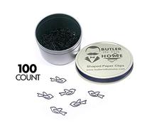 Butler a casa a forma di uccello graffette graffette ideale per collezionisti o Office Gift - Comes tondo in latta con coperchio e confezione regalo Black 100 Count