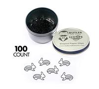 Butler in il coniglietto coniglio a forma di graffette graffette ideale per collezionisti o Office Gift - Comes tondo in latta con coperchio e confezione regalo Black 100 Count
