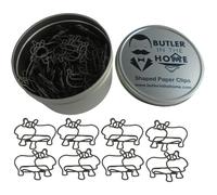 Butler in the Home, confezione da 100 graffette a forma di ippopotamo, ideali per collezionisti di graffette o come regalo per l'ufficio, in scat