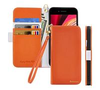 Butnyeoe Cover per iPhone 7 Plus Case,Custodia iPhone 8 Plus Libro,Trama Litchi PU Pelle Protettiva Portafoglio Flip/Folio Wallet Case Con Slot per Schede e Magnetica Supporto,Arancia