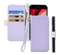 Butnyeoe Cover per iPhone 7 Plus Case,Custodia iPhone 8 Plus Libro,Trama Litchi PU Pelle Protettiva Portafoglio Flip/Folio Wallet Case Con Slot per Schede e Magnetica Supporto,Viola Chiaro