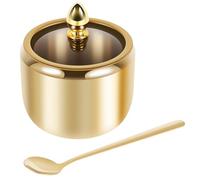 BUTORY Set di zuccheriera con coperchio, in acciaio inox 304, con coperchio, per caffè, zucchero, tè, sale, ecc