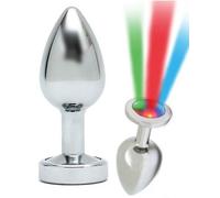 BUTT PLUG ANALE COLOR ARGENTO CON LUCE LED SEXY SHOP SEX TOYS DILATATORE UOMO