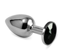 BUTT PLUG ANALE DILDO FALLO ARGENTO CON CRISTALLO NERO SEX TOYS PER UOMO E DONNA