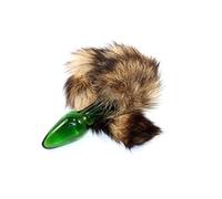 Butt Plug Giocattoli sessuali sessuali Coda di cane Plug anale in pelliccia sintetica Plug in vetro per giochi di sesso cosplay per adulti (spina verde)