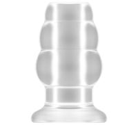 Butt Plug Vuoto Tunnel Medium Sono 5,7cm TPE Tappo Anale Forato Trasparente Nero