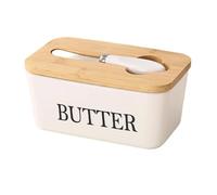 Butter Dish Ceramics Butter Keeper Container With Silicone Sealing Dish，for Kitchen Decor Countertop(White)