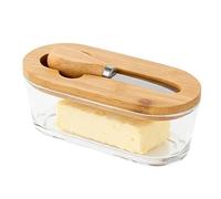 Butter Dish with Lid - 300ml Clear Glass Cheese Storage Box for Refrigerator and Kitchen Countertops | Preserves Freshness for Butter, Cheese, and Fruit | 6.69 X 3.23 Inch
