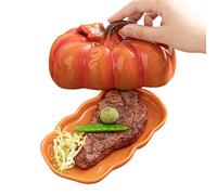 Butter Dish with Lid, Pumpkin Snack Tray, 7.2x3.94 inches, Halloween Themed Dish, Kitchen and Dining Room Accessory, Fall Centerpiece, Thanksgiving Dinner, Dessert, Fruit, Cheese, Steak