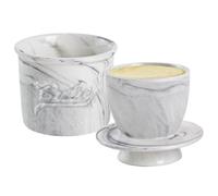 Butter Keeper - Ceramic B́utter Saver With Lid | French Style Countertop B́̀útter Storage Jar, Marble Look B̀̃ùtter Preservation Container For Kitchen Brunch Dinner Party