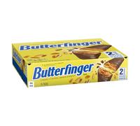 Butterfinger, Confezione da 18 confezioni sfuse, cioccolato, arachidi burro, dimensioni condivise, 2 barrette di caramelle per confezione, ripieni, confezionate singolarmente, 105 g ciascuna