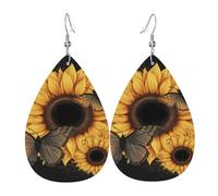 Butterflies And Sunflowers Donna Orecchini Grandi Pendenti Leggeri Orecchini Pendenti Per Regalo Matrimonio Fori Multipli