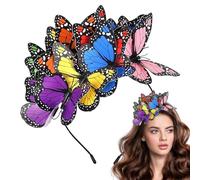 Butterflies Headbands | Fascinator Women Headpiece | Halloween Butterflies Hair Hoop | Wedding Bride Hair Accessory | Floral Headband Great Idea PVC, Resin For Girls, Women, Adults