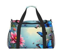 Butterflies in Bloom - Borsone da viaggio impermeabile, compatto, per sport, palestra e fine settimana, per uomini e donne